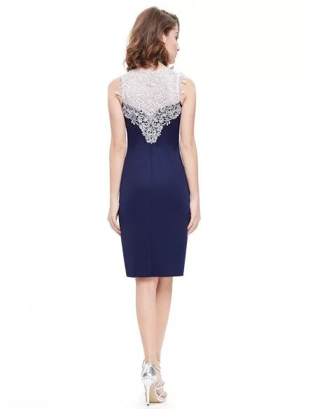 Sheath Round Neck Knee-length Cocktail Dress With Lace