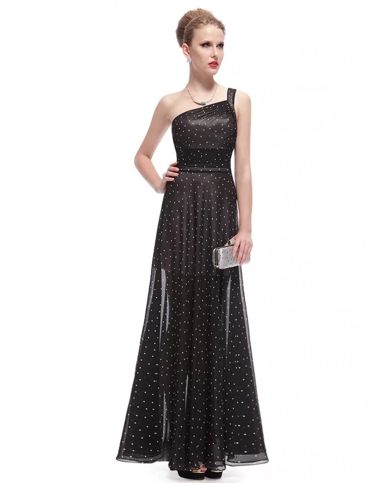 One Shoulder Sleeveless A-Line Floor-Length Formal Evening Dress