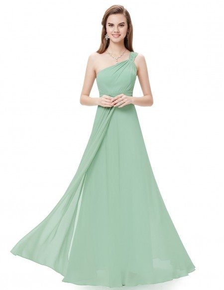 A-line One-shoulder Floor-length Bridesmaid Dress