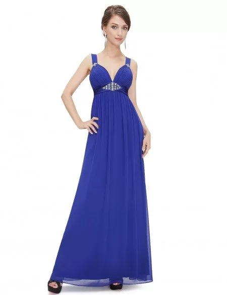 Deep V-neck A-line Floor Length Dress