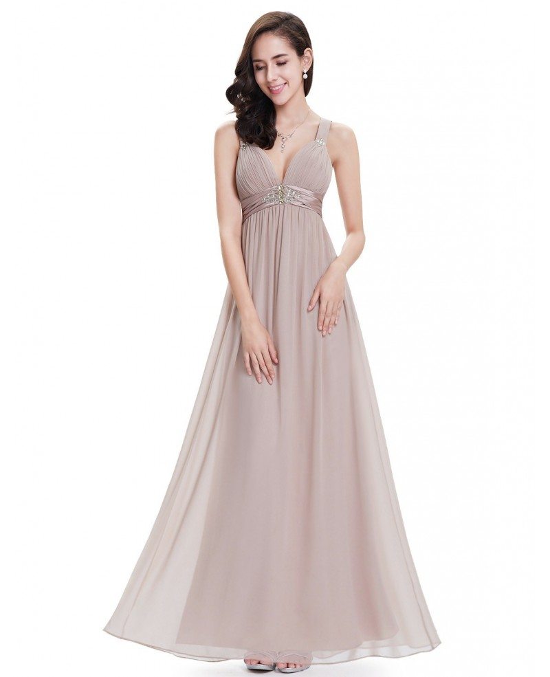 Floor-length Metallic A-Line Dress with V-neck Peacock