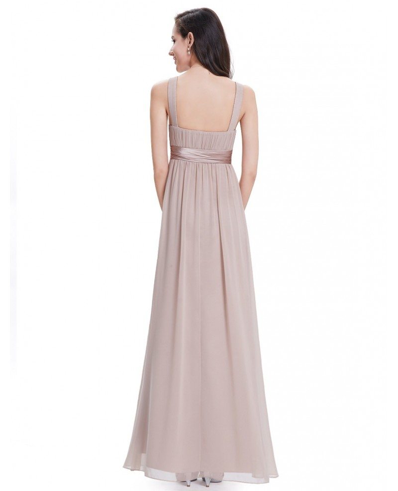 A-Line V-neck Floor-length Dress With Silt Steel Grey