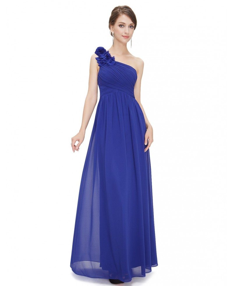 A-line One-shoulder Floor-length Bridesmaid Dress With Ruffles # ...