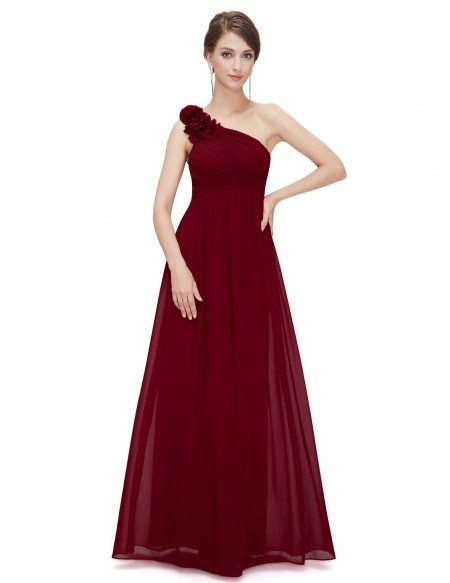 A-line One-shoulder Floor-length Bridesmaid Dress With Ruffles