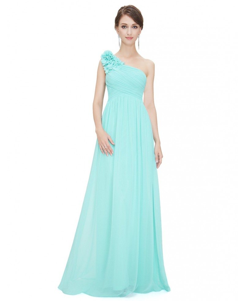 A-line One-shoulder Floor-length Bridesmaid Dress With Ruffles # ...