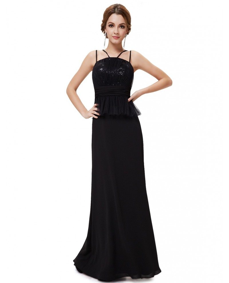 Sheath Strapless Floor-length Evening Dress With Sequins #HE08259BK $80 ...