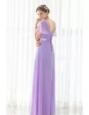 V-neck Purple Long Chiffon Elegant Bridesmaid Dress