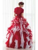 Sweetheart Beaded Red and White Quinceanera Dress with Jacket