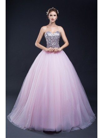 Ballgown Sparkle Sequins Pink Tulle Party Dress