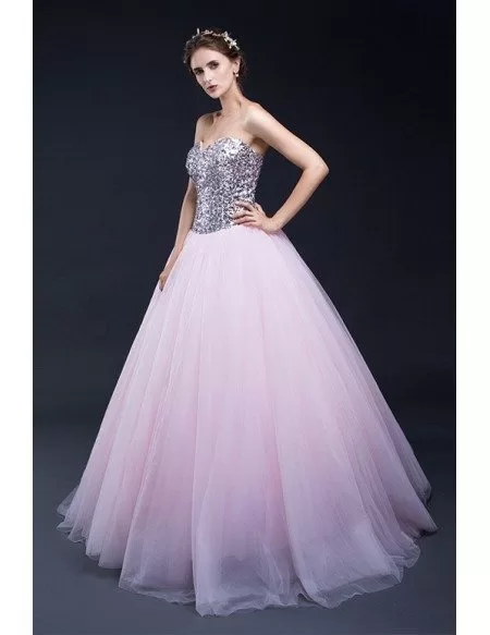 Ballgown Sparkle Sequins Pink Tulle Party Dress
