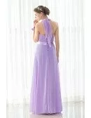 Purple Long Halter Chiffon Elegant Bridesmaid Dress