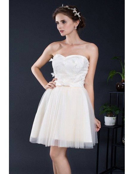 Sweetheart Champagne Short Tulle Dress #YH0103D $75 - GemGrace.com