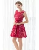 Fuchsia Embroidered Short Bridal Party Dress