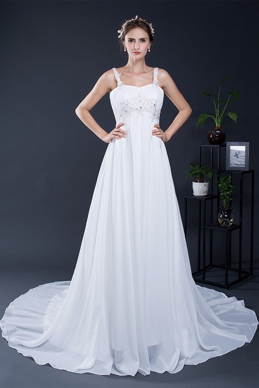 Simple Empire Waist Pregnant Wedding Dress For The Beach Cy0287