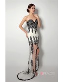 Sheath Sweetheart Asymmetrical Dress with Lace