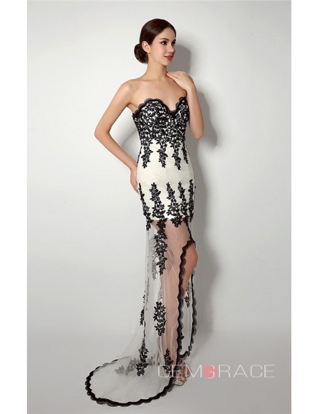 Sheath Sweetheart Asymmetrical Dress with Lace