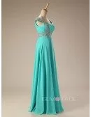 Sequined Cap Sleeves Long Chiffon Prom Dress