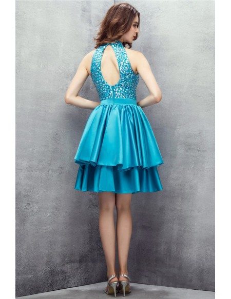Beaded Short Halter Pool Prom Dress #YH0109 $125 - GemGrace.com