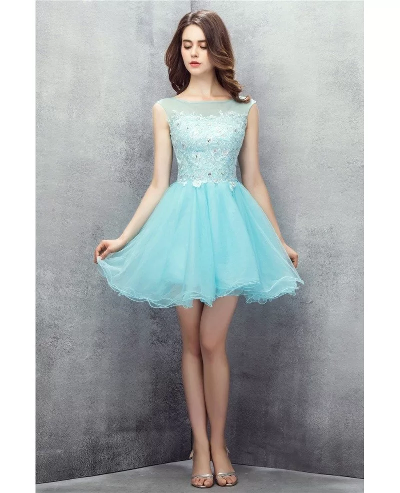 sky blue short prom dresses