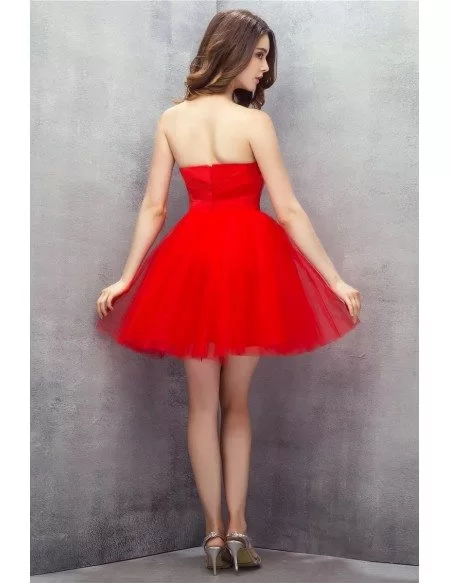 Red Sweetheart Mini Short Tulle Prom Dress