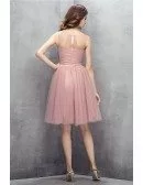 Pleated Pink Tulle Short Party Dress