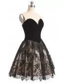 Black Lace Sweetheart Cocktail Short Party Dress