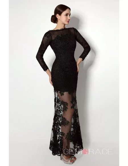 Sheath Scoop Long-sleeves Floor-length Prom Dress #C26264 $129 ...