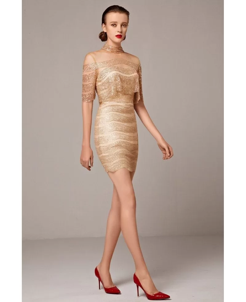 gold sheath cocktail dress