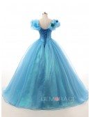 Ball-Gown Off-the-Shoulder Sweep Train Tulle Prom Dress With Ruffles