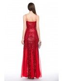 Red A-line Sweetheart Sequined Floor-length Evening Dress