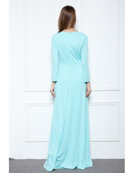 A-line V-neck Floor-length Formal Dress With Front Split