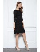 Black A-line  Scoop Neck Knee-length Formal Dress With Beading