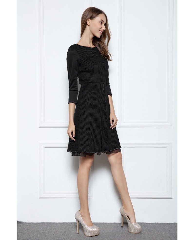 Black A-line Scoop Neck Knee-length Formal Dress With Beading #DK362 ...