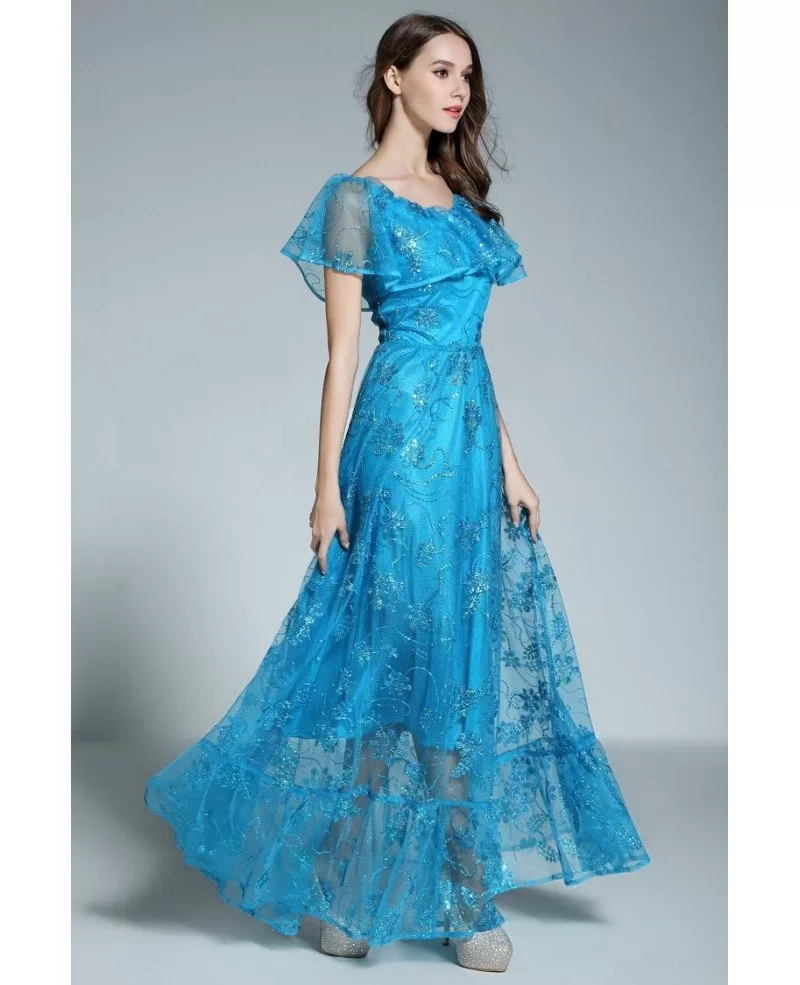 Sleeveless Sheath Scoop Neck Floor-length Dress Royal Blue main image 1