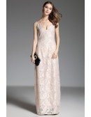 A-line V-neck Floor-length Lace Formal Dress With Cape