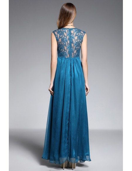 A-line V-neck Floor-length Evening Dress With Lace