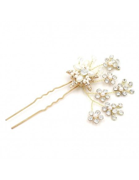 Simple U-shape Hair Pin With Crystals - Gemgrace