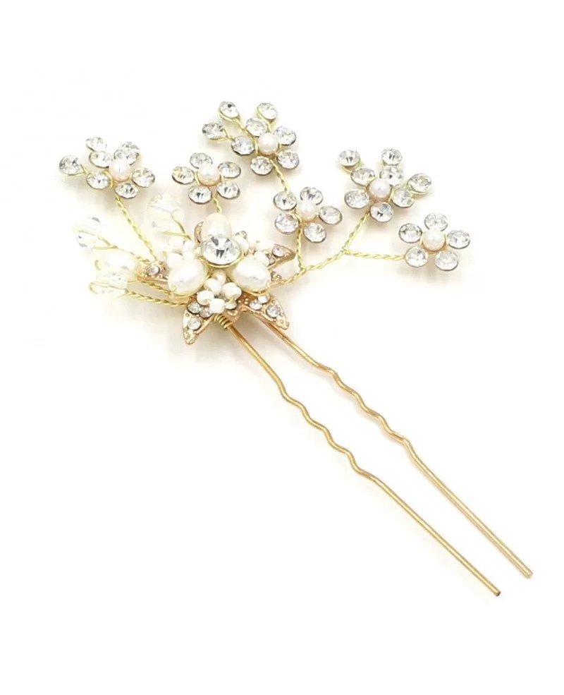 Simple U-shape Hair Pin with Crystals - GemGrace