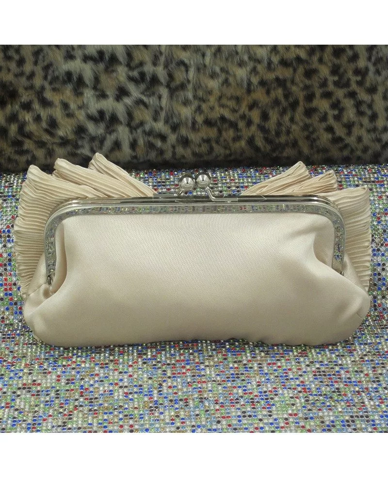 Unique Pleated Satin Clutches Rhinestone Style