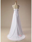 Simple Beaded Straps Long Chiffon Wedding Dress