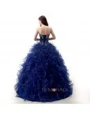 Ball-Gown Sweetheart Sweep Train Tulle Prom Dress With Cascading Ruffles Beading