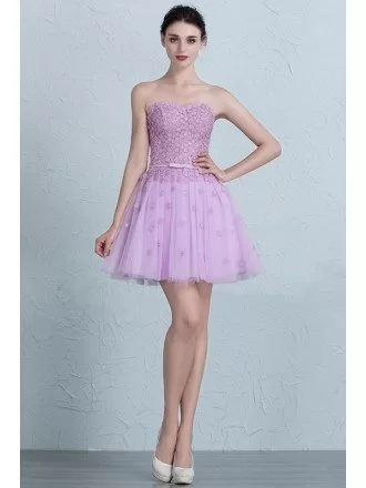 Cute Lavender Mini Short Tulle Sweetheart Party Dress