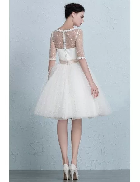 Vintage Short Wedding Dresses Polka Dot Knee Length Tulle Style with ...