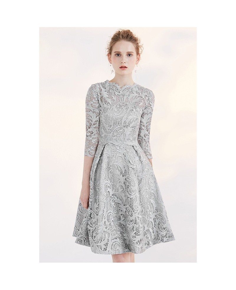 silver dress with sleeves