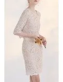 Elegant Lace Half Sleeve Sheath Round Neck Short Formal Dress