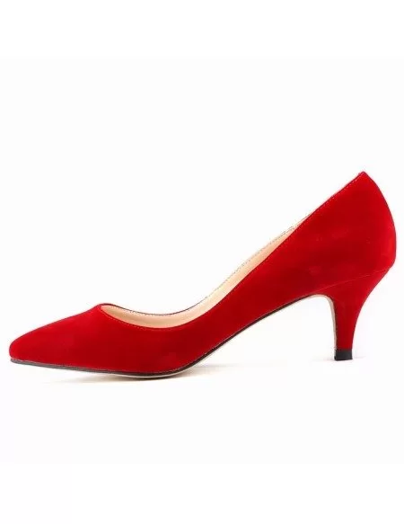 red suede kitten heels