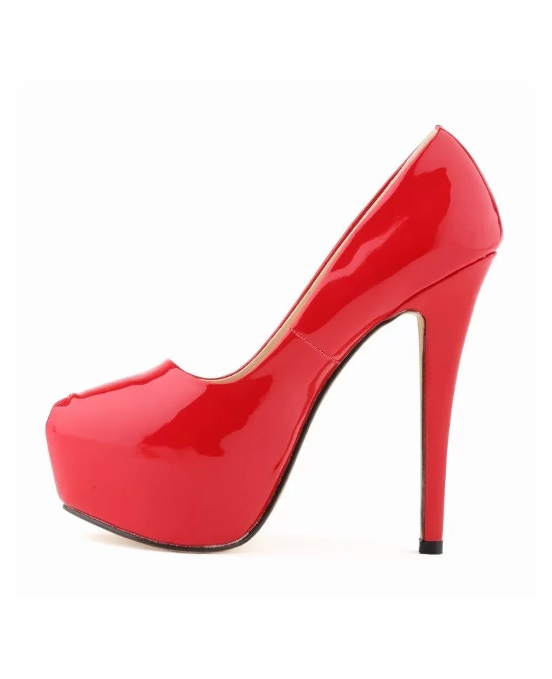 Red Patent-Leather Stiletto Closed Toe 
