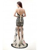Sheath Sweetheart Asymmetrical Lace Prom Dress