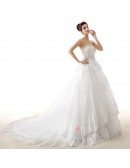 Ball-Gown Sweetheart Chaple Train Tulle Wedding Dress With Appliquer Lace Beading