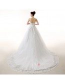 Ball-Gown Sweetheart Chaple Train Tulle Wedding Dress With Appliquer Lace Beading